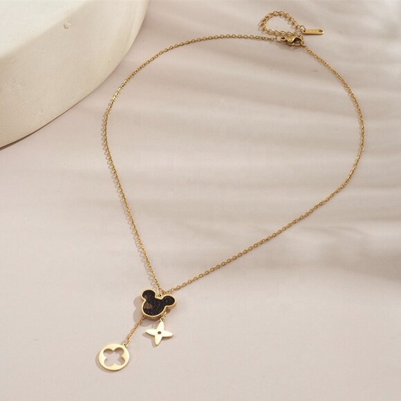 Gold Charm Jewelry Set | Necklace Bracelet Earrings | Adjustable | Boutique - Picture 3 of 7